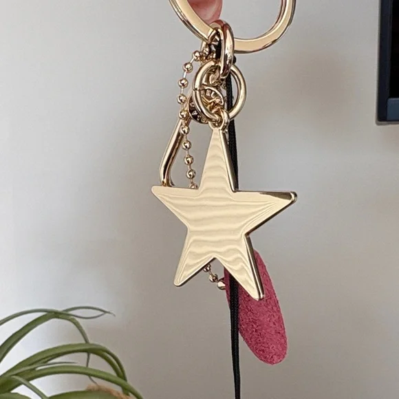 Furla Gold and Burgundy Star Key Holder Bag Charm - Picture 5 of 6